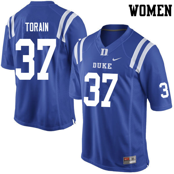 Women #37 Ken Torain Duke Blue Devils College Football Jerseys Sale-Blue - Click Image to Close